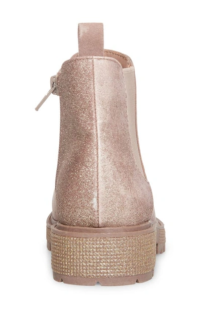 Shop Steve Madden Kids' Howler Chelsea Boot In Tan Glitter