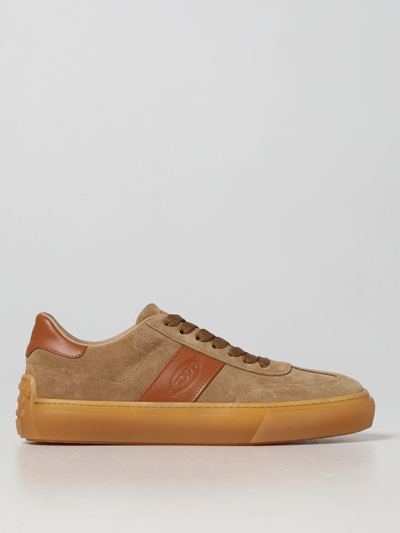 Shop Tod's Suede Sneakers In Biscuit