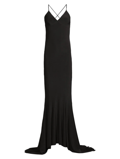 Shop Norma Kamali Women's Crisscross Scoopback Gown In Black