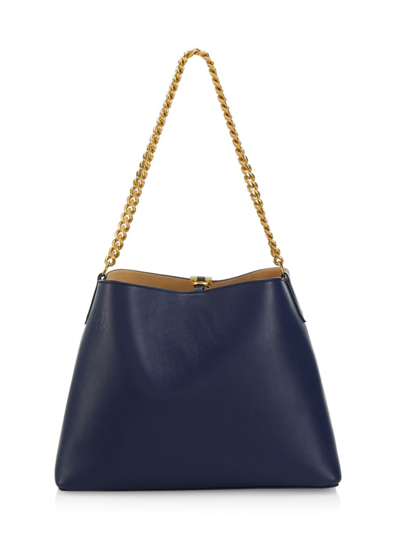 Shop Altuzarra Women's Mini Leather Hobo Bag-on-chain In Navy