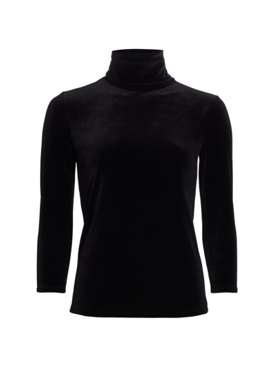 Shop L Agence Women's Aja Velvet Turtleneck Top In Black
