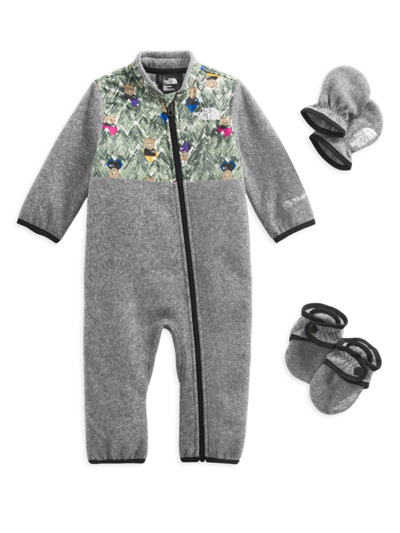 Shop The North Face Baby's Denali Coveralls, Mittens, & Booties Set In Grey