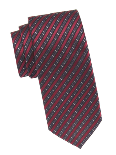 Shop Zegna Men's Striped Silk & Cotton Tie In Red