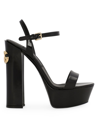 Shop Dolce & Gabbana Women's Keira Patent Leather Platform Sandals In Nero