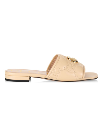 Shop Gucci Women's Jolie Gg Logo Sandals In Almond