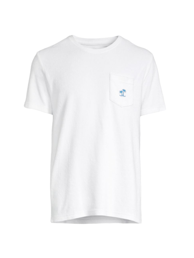 Shop Mc2 Saint Barth Men's Palm Pocket Crewneck T-shirt In White