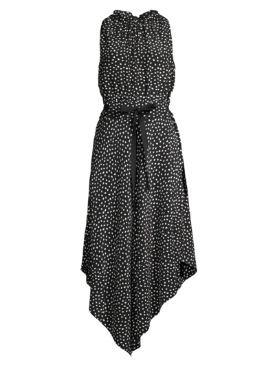 Shop Jason Wu Women's Dot-print Silk Asymmetrical Dress In Black Multi