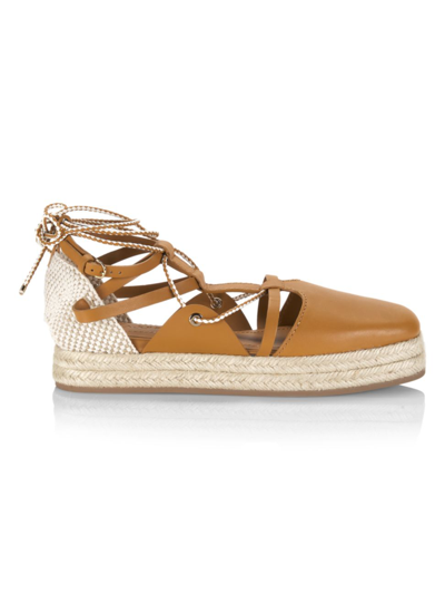 Shop Ulla Johnson Women's Imani Ankle-tie Platform Espadrilles In Caramel