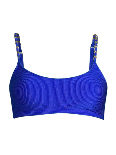 Shop Lilly Pulitzer Women's Sharona Chain-strap Bikini Top In Blue Grott