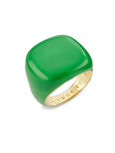 Shop Veert Men's Enamel Round Signet Ring In Yellow Gold