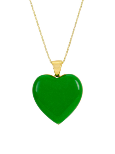Shop Veert Men's 18k Gold-plated Sterling Silver & Enamel Heart Pendant Necklace In Yellow Gold