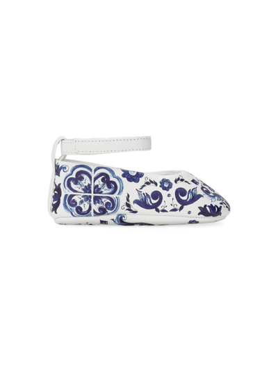 Shop Dolce & Gabbana Baby's Printed Lamb Leather Sandals In Blue White