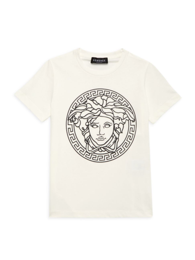 Shop Versace Little Kid's & Kid's St. Medusa Crewneck T-shirt In White Black