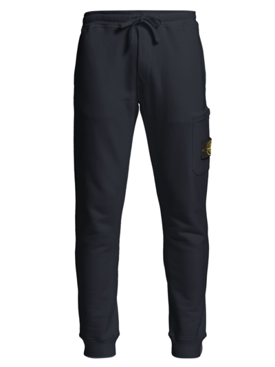 Shop Stone Island Men's Core Logo Fleece Sweatpants In Navy Blue