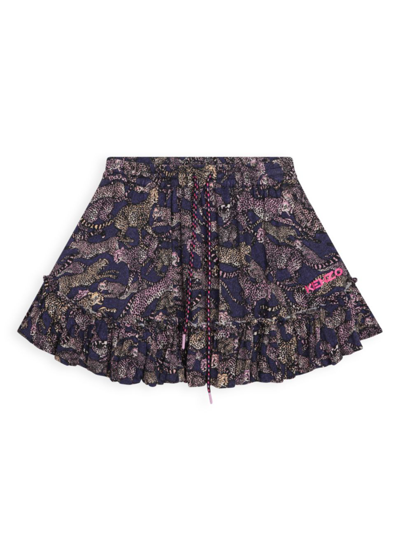 Shop Kenzo Little Girl's & Girl's Cheetah Mini Skirt In Plum