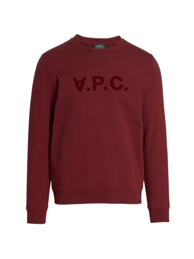 Shop Apc Men's Vpc Velvet-trim Sweatshirt In Burgundy