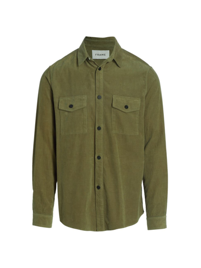 Shop Frame Men's Cotton Corduroy Overshirt In Military Green