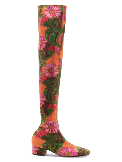 Shop La Doublej Women's Printed High Stretch Boots In Orange Gerber