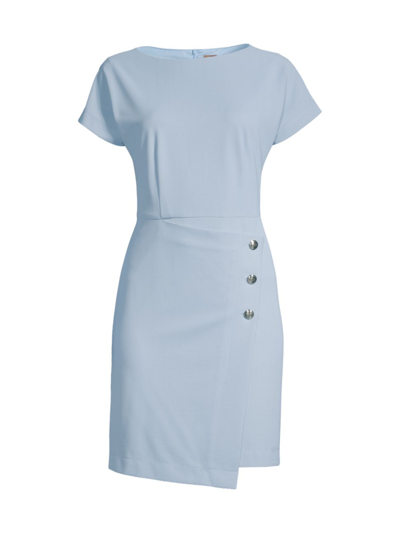 Shop Hugo Boss Women's Datera Asymmetric Sheath Dress In Chambray Blue