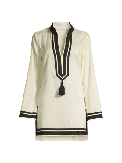 Shop Tory Burch Women's Solid Tory Tunic In French Cream