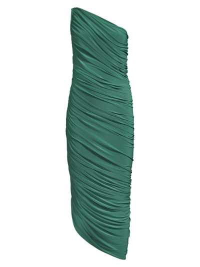 Shop Norma Kamali Women's Diana Ruched One-shoulder Gown In Mountain Green