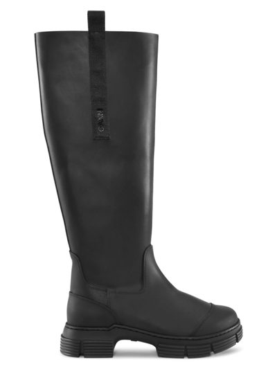 Shop Ganni Women's Recycled Rubber Tall Boots In Black
