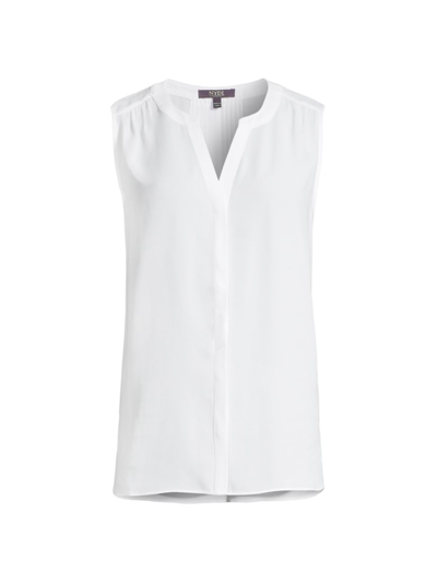 Shop Nydj Women's Sleeveless Pintuck Blouse In Optic White