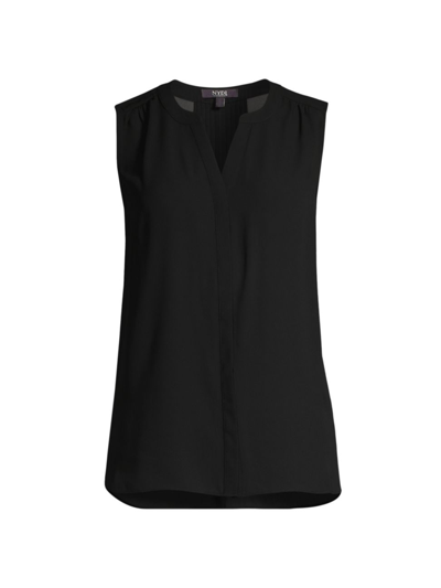 Shop Nydj Women's Sleeveless Pintuck Blouse In Black