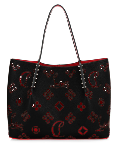 Shop Christian Louboutin Women's Large Cabarock Loubinthesky Perforated Leather Tote In Black