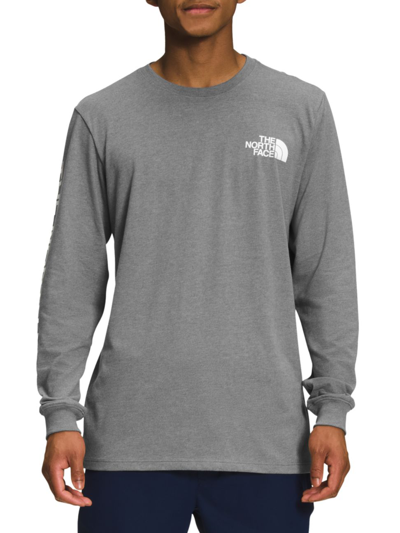 Shop The North Face Logo Long-sleeve T-shirt In Medium Grey Heather