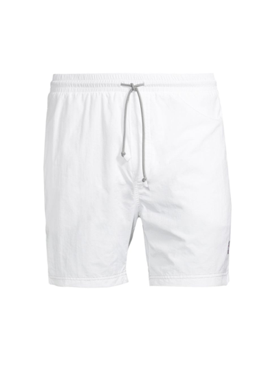 Shop Brunello Cucinelli Men's Drawstring Swim Shorts In White