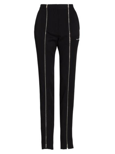 Shop Victoria Beckham Women's Zip-detail Wool Twill Skinny Trousers In Black