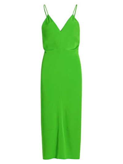 Shop Victoria Beckham Women's V-neck Sleeveless Midi-dress In Apple Green