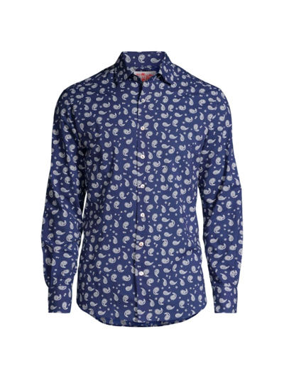 Shop Mc2 Saint Barth Men's Sikelia Bandana Paisley Button-front Shirt In Blue