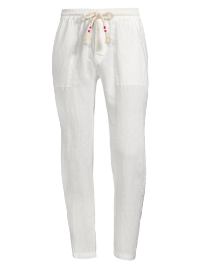 Shop Mc2 Saint Barth Men's Solid Drawstring Lounge Linen Pants In White