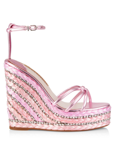 Shop Sophia Webster Women's Alina Crystal Espadrille Wedge Sandals In Rosa Metallic