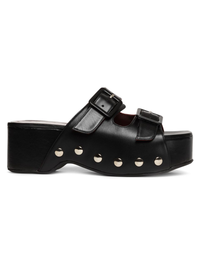 Shop Staud Women's Remi Leather Platform Sandals In Black