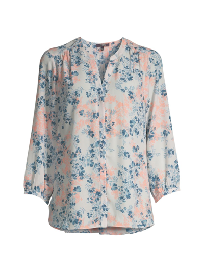 Shop Nydj Women's Pintucked Floral Blouse In Cecil Atelier
