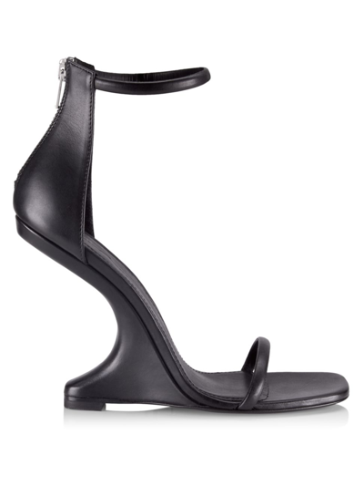 Shop Rick Owens Women's Cantilever 11 Leather Sculptual-heel Sandals In Black