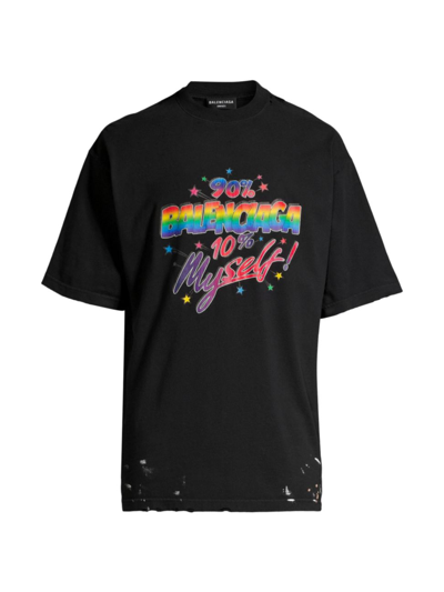 Shop Balenciaga Men's 90/10 Graphic T-shirt In Washed Black