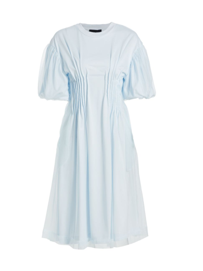 Shop Simone Rocha Women's Cotton Jersey & Tulle T-shirt Dress In Baby Blue
