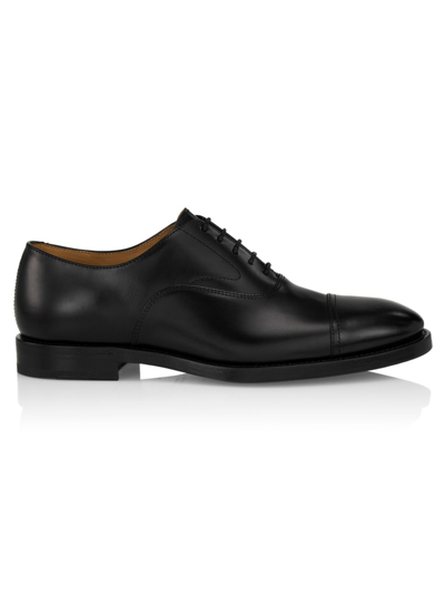 Shop Brunello Cucinelli Men's Oxford Leather Shoes In Black