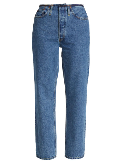 Shop Re/done Women's Cotton Raw-waist Jeans In Indigo