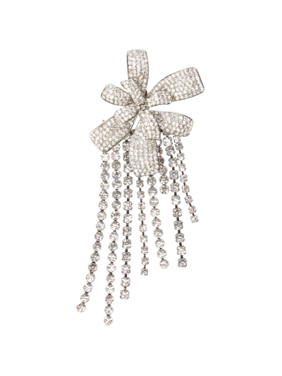 Shop Isabel Marant Women's Crystal Flower Brooch In White Gold