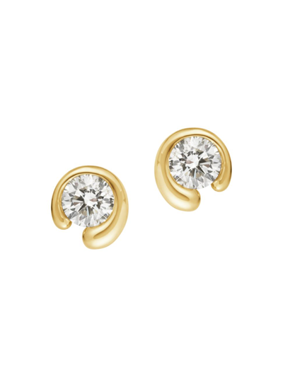Shop Georg Jensen Women's Mercy 18k Yellow Gold & Diamond Stud Earrings