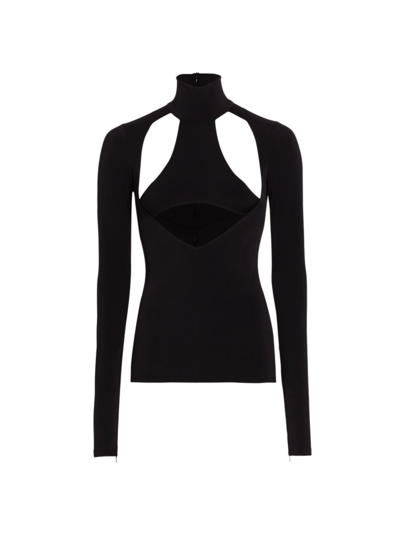 Shop Laquan Smith Women's Cut-out Turtleneck Top In Black