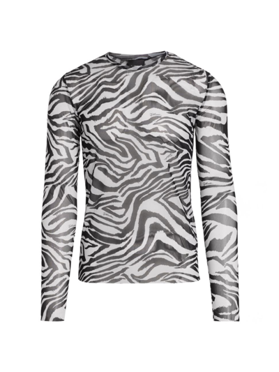 Shop Just Cavalli Men's Sheer Zebra-print Shirt In Black