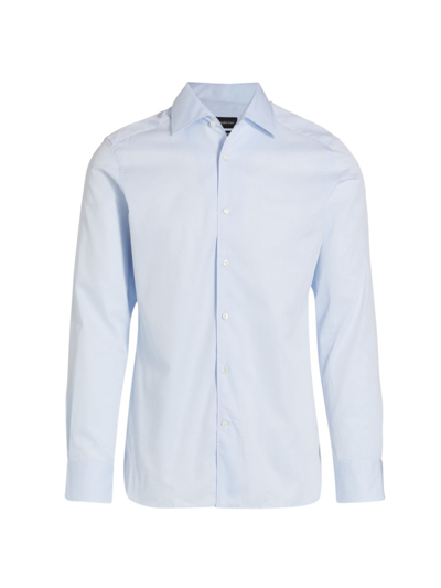 Shop Zegna Men's Trofeo Cotton Button-up Shirt In Light Blue