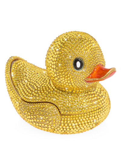 Shop Jay Strongwater Pavé Rubber Ducky Box In Gold