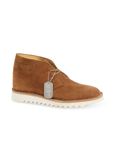 Shop Kenzo Men's Wave Lace-up Boots In Dark Camel
